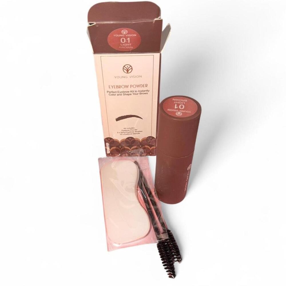 Young Vision Eyebrow Eye Brows Powder & Stencil Set Beauty Makeup Shaping